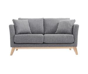 Miliboo - Sofá escandinavo 2 plazas Gris Claro y Patas Madera Clara Oslo