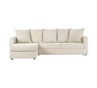 Miliboo - Sofá esquinero izquierdo convertible de 4 plazas (tejido pana, 13 cm), color beige