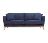 Miliboo Sofá nórdico 3 plazas azul oscuro desenfundable patas madera OSLO