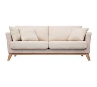 Miliboo Sofá nórdico 3 plazas desenfundable beige y patas madera OSLO