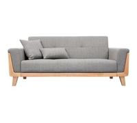 Miliboo Sofá nórdico 3 plazas gris claro y madera FJORD