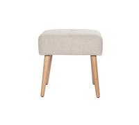 Miliboo - Taburete bajo de tela efecto terciopelo texturizado beige y madera maciza (46 cm), color beige