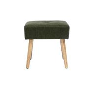 Miliboo - Taburete bajo de tela efecto terciopelo verde caqui y madera maciza (46 cm), color verde