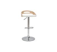 Miliboo - Taburete de bar ajustable, diseño de madera clara y poliuretano, color blanco