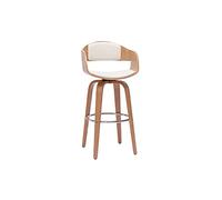 Miliboo - Taburete de bar, diseño giratorio, color blanco y madera clara, H67,5 cm, GAO