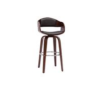 Miliboo - Taburete de bar, diseño negro y madera oscura, color nogal H65 cm, giratorio 360°, GAO
