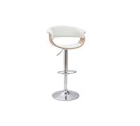 Miliboo Taburete de Bar Regulable Blanco y Madera Clara OKTAV