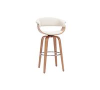 Miliboo Taburete de Cocina de diseño Giratorio Blanco y Madera Clara 67 cm OKTAV