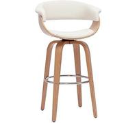 Miliboo Taburete de cocina de diseño giratorio blanco y madera clara 67 cm OKTAV