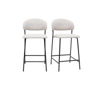 Miliboo - Taburetes de bar de tela con efecto terciopelo texturizado beige (64 cm, lote de 2) BENTA