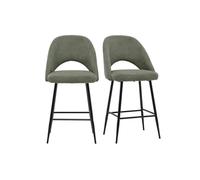 Miliboo Taburetes de Bar de Tela Pana Verde Caqui H65 cm (Juego de 2) Cosette