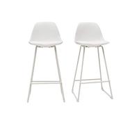 Taburetes de bar modernos blancos patas metal 66 cm (lote de 2) FRANZ