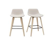 Miliboo - Taburetes de bar escandinavos, color beige y madera clara (65 cm, 2 unidades), color beige