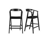 Miliboo - Taburetes de bar escandinavos de madera negra (lote de 2)