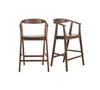 Miliboo - Taburetes de bar escandinavos de madera oscura (lote de 2)