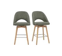Miliboo Taburetes de Bar escandinavos de tela de pana, color verde caqui y caucho, 65 cm (juego de 2) Cosette