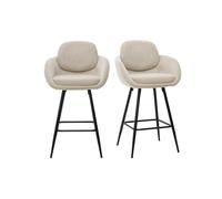 Taburetes de bar de tejido chenilla beige y metal negro H68.5 cm (lote de 2) SLAKE