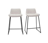 Miliboo - Taburetes de bar (tejido de terciopelo texturizado, color beige y metal, 65 cm, 2 unidades)