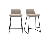 Taburetes de bar en tela taupe y metal negro H65 cm (lote de 2) BOOST