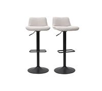 Miliboo - Taburetes de barra ajustables giratorios 360°, de tela, efecto terciopelo texturizado, color beige y metal, color negro (2) Boost