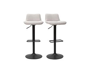 Miliboo - Taburetes de barra ajustables giratorios 360°, de tela, efecto terciopelo texturizado, color beige y metal, color negro (2) Boost