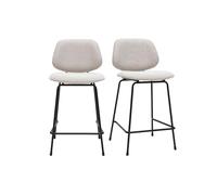 Miliboo - Taburetes de barra de tela con efecto terciopelo texturizado beige y metal H66,5 cm Barnet (lote de 2)