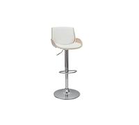 Miliboo Vesper - Taburete elevable, color blanco y madera clara, color blanco