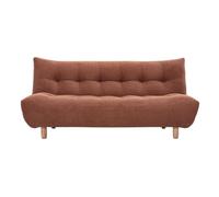 Miliboo Yumi - Sofá convertible escandinavo de 3 plazas (tejido de chenilla, tierra quemada y madera clara)