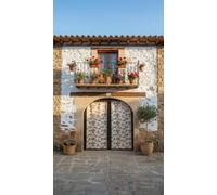 Milica Cortina Alpujarreña Jacquard Rústica 140x260 cm | Solo Cortina | Estilo Tradicional Español para Puerta y Ventana Exterior e Interior | Alta Resistencia y Fácil Instalación | Modelo Dehesa