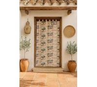 Milica Cortina Alpujarreña Jacquard Rústica 140x260 cm | Solo Cortina | Estilo Tradicional Español para Puerta y Ventana Exterior e Interior | Alta Resistencia y Fácil Instalación | Modelo Olivo