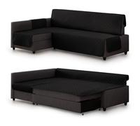 Milica Funda Acolchada Compatible con Sofa Cama Esquinero Friheten de IKEA | Protector Lavable y Elegante | Válido para Chaise Longue Izquierda o Derecha | Fabricado en España | Color: Negro