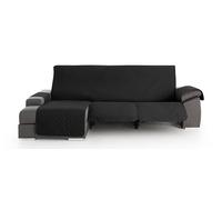 Milica Funda para Sofá Chaise Longue Relax Acolchada | Válida para Brazo Derecho o Izquierdo | Ajuste Asientos Reclinables | Lavable | Hecho en España | Tamaño 240 cm | Color Negro