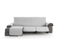 Milica Funda para Sofá Chaise Longue Relax Acolchada | Válida para Brazo Derecho o Izquierdo | Ajuste Asientos Reclinables | Lavable | Hecho en España | Tamaño 280 cm | Color Gris Claro