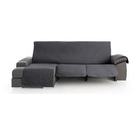 Milica Funda para Sofá Chaise Longue Relax Acolchada | Válida para Brazo Derecho o Izquierdo | Ajuste Asientos Reclinables | Lavable | Hecho en España | Tamaño 280 cm | Color Gris