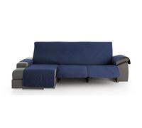 Milica Funda para Sofá Chaise Longue Relax Acolchada | Válida para Brazo Derecho o Izquierdo | Ajuste Asientos Reclinables | Lavable | Hecho en España | Tamaño 220 cm | Color Azul