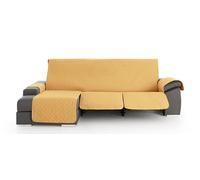 Milica Funda para Sofá Chaise Longue Relax Acolchada | Válida para Brazo Derecho o Izquierdo | Ajuste Asientos Reclinables | Lavable | Hecho en España | Tamaño 280 cm | Color Mostaza