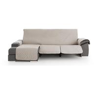 Milica Funda para Sofá Chaise Longue Relax Acolchada | Válida para Brazo Derecho o Izquierdo | Ajuste Asientos Reclinables | Lavable | Hecho en España | Tamaño 240 cm | Color Lino