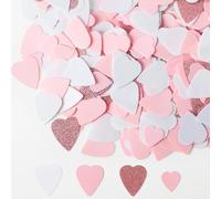 Milifox 60g Confeti de Corazón,Confeti de Mesa para Decoración de Bodas,Cumpleaños,Día de San Valentín,Baby Shower(Rosa Oro Blanco)