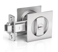 Milifox Cerrojo Puerta Corredera,Cerradura de Privacidad con Tirador Lateral,Para BañOs,Dormitorios y Cocinas,Compatible con Puertas De 31-51mmPlaca Trasera 60mm,Plateado