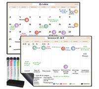 Milijou - Calendario Magnético para Nevera A3 - Planificador Mensual y Semanal Borrable - 42 Pegatinas de Eventos, 4 Rotuladores, 1 Borrador - Pizarra Blanca Magnética - Rastreador de Bienestar