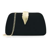 Milisente Bolsa de Cadena Mujer Elegante Clutch de Cadena Para Terciopelo con Bolso de Boda de Hebilla (Negro)