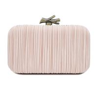 Milisente Bolsas de mano para mujer, con asa superior, plisadas, de satén, para bodas, con herrajes dorados cepillados antiguos, Pink