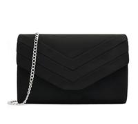 Milisente - Bolso bandolera, de ante, tipo sobre, de noche, para mujer, Negro (808 Black 1), Medium