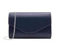Milisente Bolso de mano elegante Envelope de mujer en piel lisa, Azul oscuro-1., L