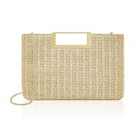 Milisente Bolso de mano para mujer, bolso de mano, elegante, bolso de noche con mango, bolso cruzado para boda, A Straw Tanned