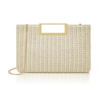 Milisente Bolso de mano para mujer, bolso de mano, elegante, bolso de noche con mango, bolso cruzado para boda, A Straw Beige