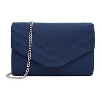 Milisente Bolso de mano para mujer, bolso de mano Suedu para boda, bolso cruzado de noche, azul marino, L, Bolsas cruzadas