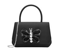 Milisente Bolso de mano para mujer, para boda, fiesta, bolso de noche, bolso de mano, cristal, con cadena para el hombro, 334-negro