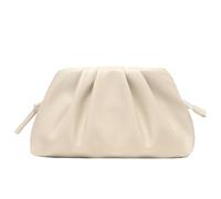 Milisente Bolso de mano plisado para mujer, bolso de noche de cuero vegano, beige