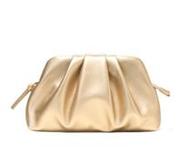Milisente Bolso de mano plisado para mujer, bolso de noche de cuero vegano, Dorado champán